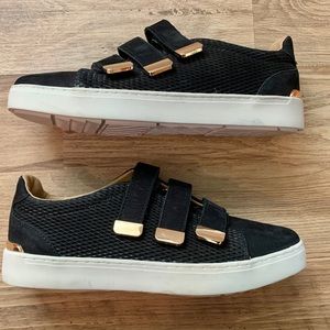 Strappy Aldo Black & Gold Sneakers Size 10
